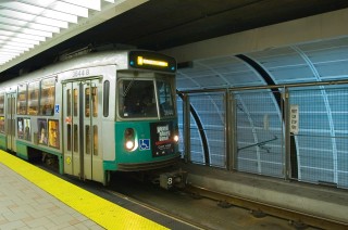 The T Green Line enters North Station.