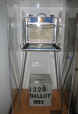 Consider visiting your local outdated ballot box when going home on weekends| photo courtesy of wikimedia commons