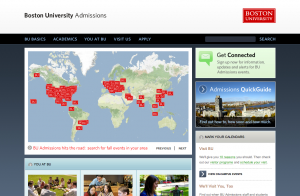 A screenshot of the new Admissions website.