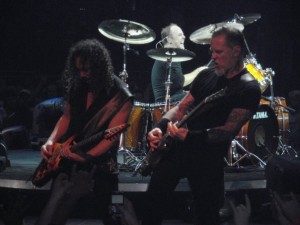 From left-to-right: Kirk Hammett, Lars Ulrich, James Hetfield