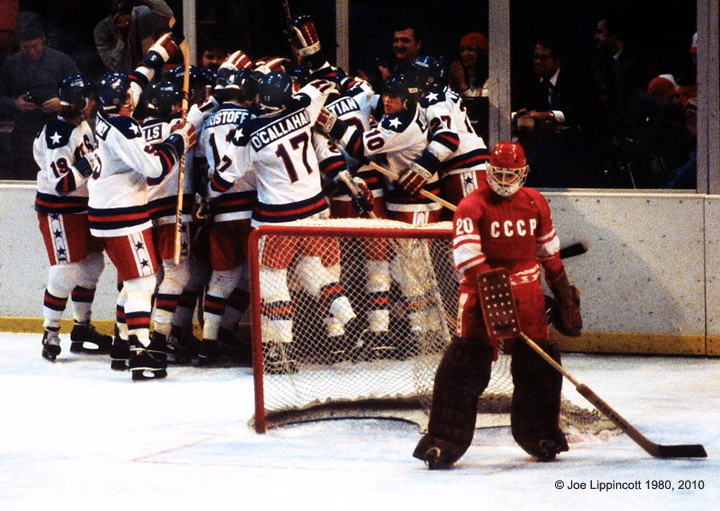 Team USA Jersey worn by Bill Baker of the U.S. Hockey Team during the 1980  Winter Olympics