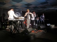 Gentlemen Hall, one of the bands represented by Reputation's Records, plays at a fundraiser in BU Central. | Photo by Ali Weltman.
