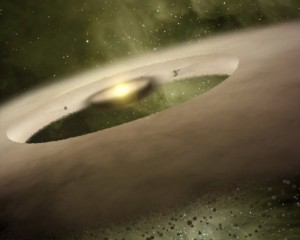 Digital rendition of UX Tau A, a star system that is one million years old and about 450 light-years from Earth.