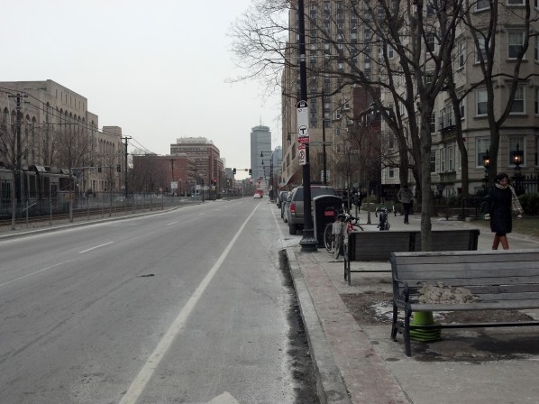 Com. Ave. is an example of what the Climate Action Plan calls a "complete street," which is a street that put pedestrians, bicyclists and cars on equal footing with wide sidewalks, bike lanes and smaller car lanes.