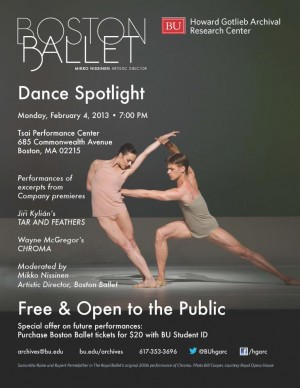 Poster for Dance Spotlight: An Evening with Boston Ballet | Image courtesy of Howard Gotlieb Archival Research Center via Facebook