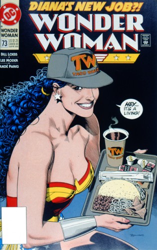 Proof that you have to be a superhero to deal with customers in a food service job. | Cover courtesy of DC Comics.