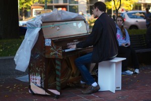 Myles Thompson (CAS'09) transitions fluidly from Rufus Wainwright's "La Complainte de la Butte", to Sara Bareilles' "Love Song", to Queen's "Bohemian Rhapsody" - Photo by Hanna Klein