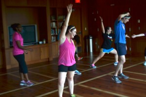 Alyssa Lager (COM/SAR '14) and other Jewmba students strike a Britney Spears pose at the end of a routine | Photo by Grace Rasmus