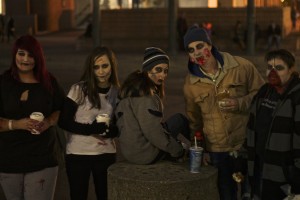 These Zombie teens drank Dunkin Donuts coffee as if nothing was abnormal about their appearance - Photo by Hanna Klein