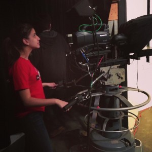 Working the camera| Courtesy of Stephanie Semet--Former Bay State PR Coordinator