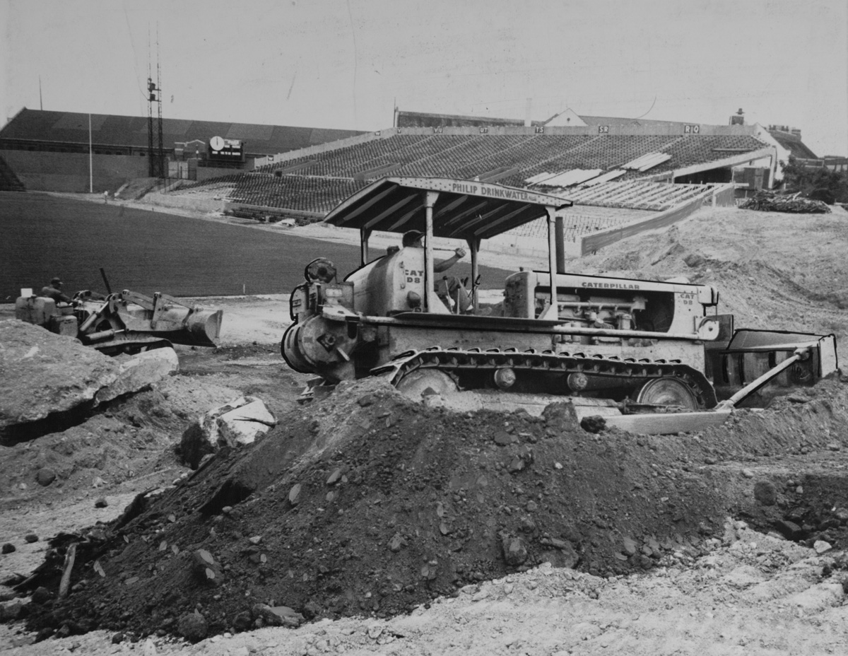 After BU bought Braves Field, they tore down everything except a single grandstand which remains to this day. | Image number 05_02_010762 from Boston Public Library's Sports Temples Collection.
