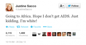 The Tweet Heard 'Round the World: Justine Sacco's racially insensitive tweet cost her her job | Screenshot from boingboing.net