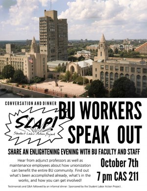 SLAP is sponsoring the BU Workers Speak Out event on Tues. Oct. 7 | Photo courtesy of SLAP 