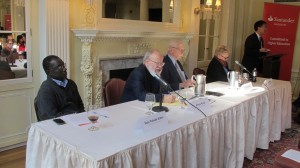 Professors Foster, Keylor, Annas, and Yeboah-Antwi sit down to discuss Ebola | Photo courtesy of Moe Atkinson