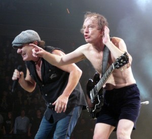 Brain Johnson (Left) and Angus Young Rock out, photo courtest of Wikimedia