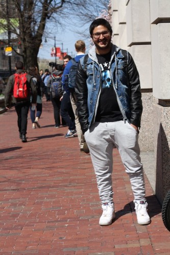 Omeed (SMG '14) is all cool sweats (from Acne) and big swagger. Photo by Sharon Weissburg.